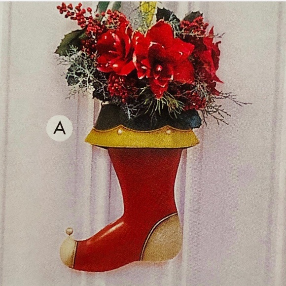 SLAH Holiday Door Bucket Tin Santa Stocking EUC - Picture 6 of 7